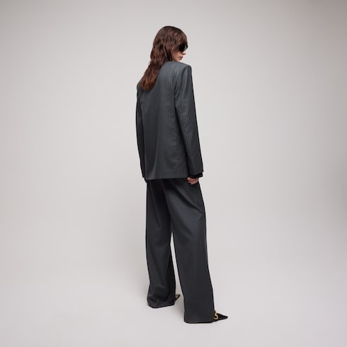 Pinstripe wool mohair pants - dark grey