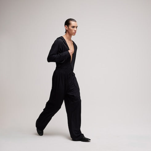 Soft rayon jersey sportswear pants - black