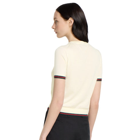 Extra fine cashmere silk top - white