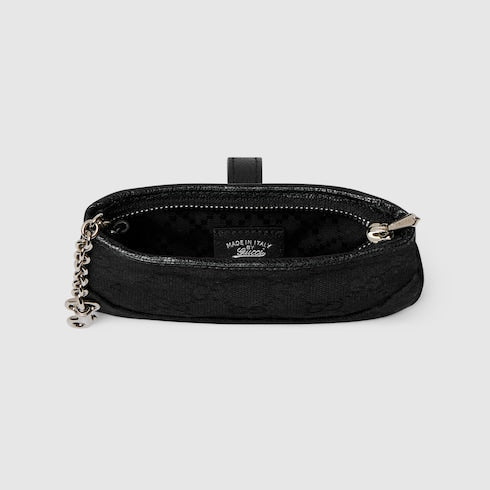 Gucci Jackie zip key pouch - black GG canvas