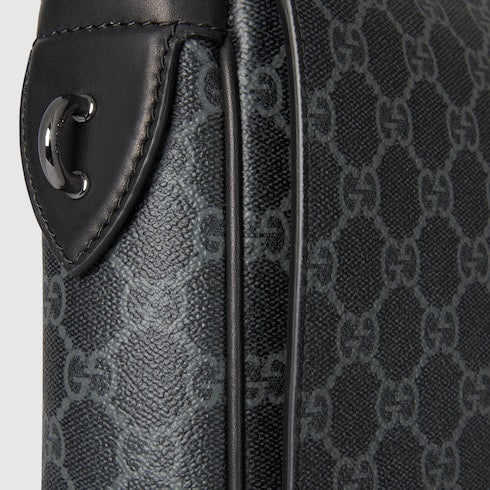 GG Emblem medium crossbody bag - black fabric