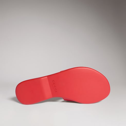 Women's slide sandal with Double G - red leather