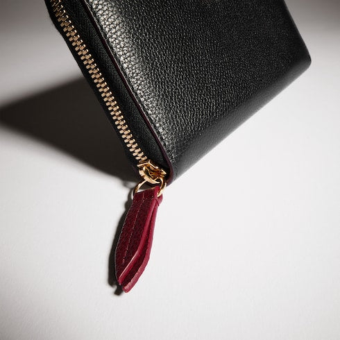 Bi-color GG Marmont zip around wallet - black and red leather
