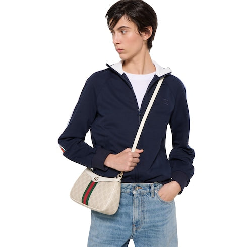Ophidia small shoulder bag - beige and white GG fabric