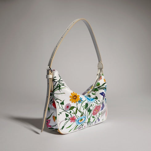 Lady Lunetta small shoulder bag - white and multicolor canvas