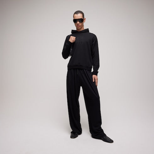 Cashmere jersey sweatshirt with embroidery - black