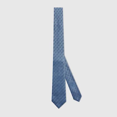 GG silk jacquard tie - light blue