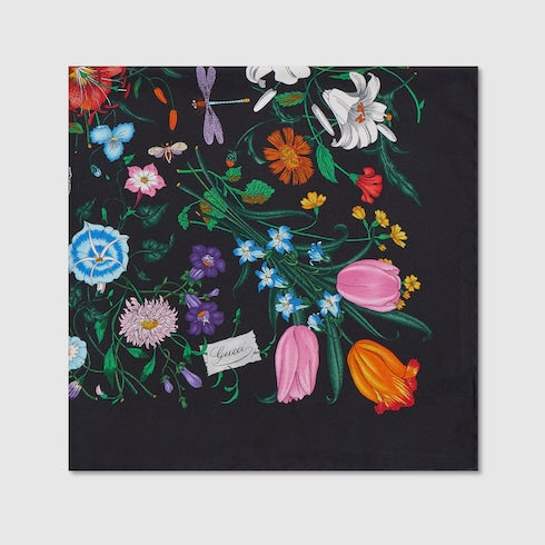 Printed cotton silk pocket square - multicolor