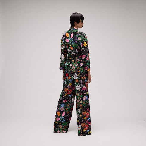 Printed silk leisure pants - multicolor