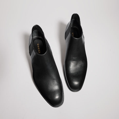Men's ankle boot - black shiny leather