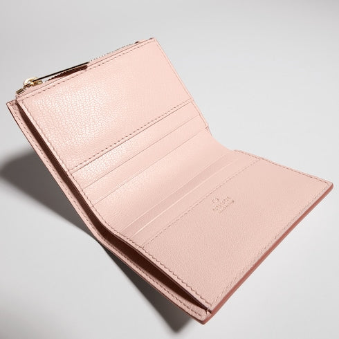 Small wallet with Gucci lettering - light pink leather