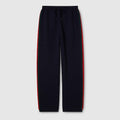Stitch wool leisure pants with Web - dark blue
