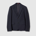 Single-breast pinstripe wool jacket - dark blue and grey