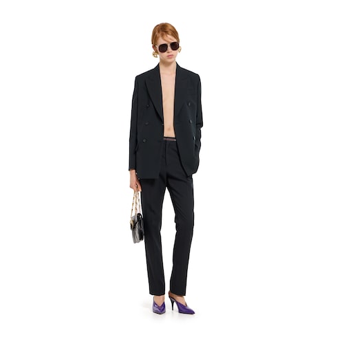 Wool pants with Gucci selvedge detail - dark blue