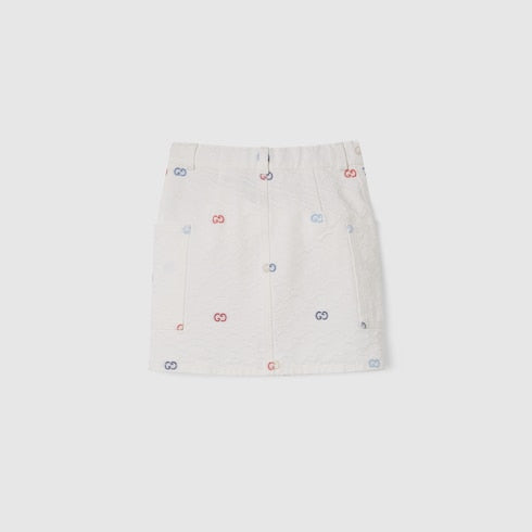 Children's GG cotton skirt - white and multicolor