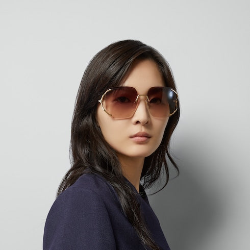 Square metal sunglasses - brown shaded lens