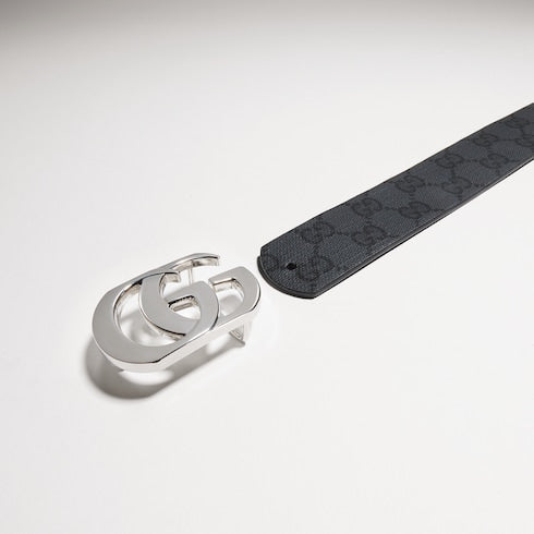 Reversible Cut GG Marmont belt - black GG canvas and leather