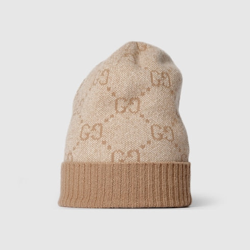 GG cashmere lamé hat - white and beige
