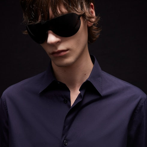Piece dyed cotton poplin shirt - dark blue