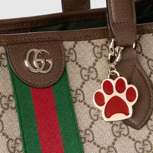 GG Monogram medium pet tote bag - beige and dark brown fabric
