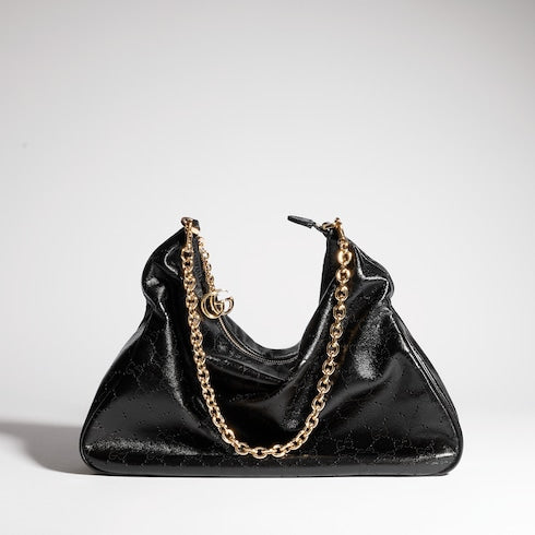 Lady Lunetta Chain medium shoulder bag - black GG leather