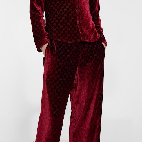 GG velvet devoré sportswear pants - bordeaux