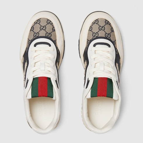 Men's Gucci Re-Web sneaker - beige and blue GG canvas