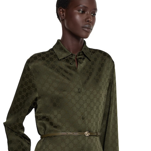 GG satin shirt dress - forest green