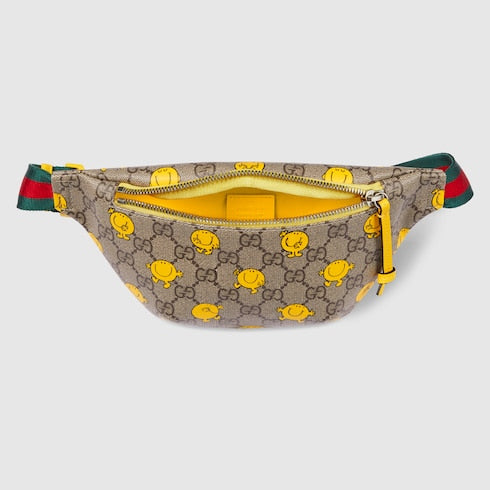 Children's belt bag with print - beige and brown GG Supreme