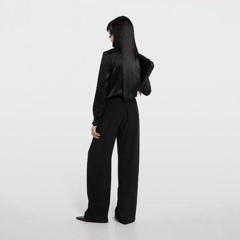 Silk crêpe de chine pants - black