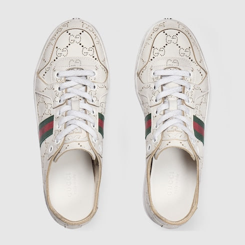 Women's Stretch low-top sneaker - white GG leather