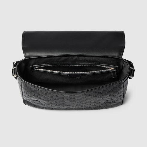 GG Emblem medium crossbody bag - black GG leather