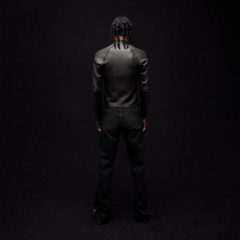 Grainy leather zip jacket - black
