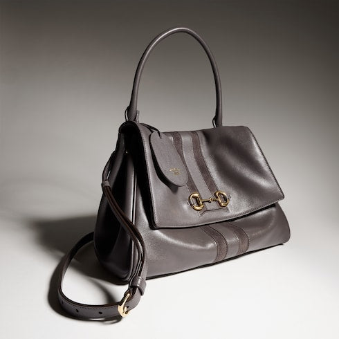 Paparazzo medium top handle bag - dark grey leather
