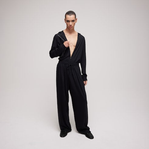 Soft rayon jersey zip jacket - black