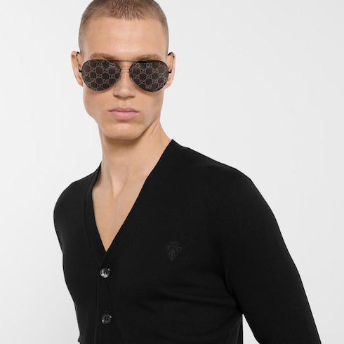 Knit wool cardigan with embroidery - black