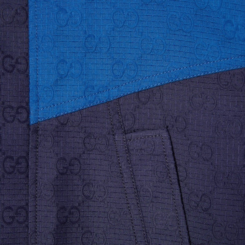 Children's GG cotton ripstop coat - blue and dark blue