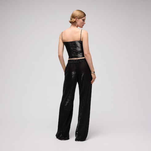 Jersey pants with iridescent effect - black