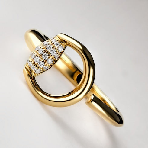 Gucci Horsebit diamond 18k open ring - 18k yellow gold