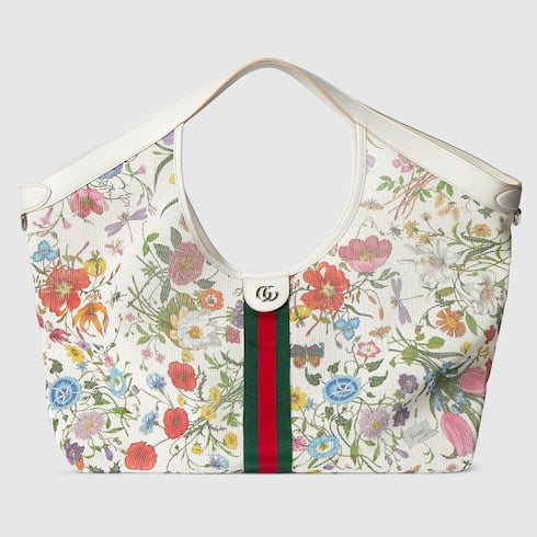 Gucci Giglio Flora large tote bag - white and multicolor Flora net