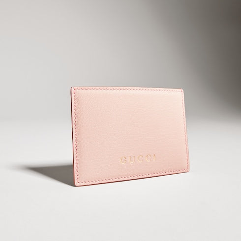 Card case with Gucci lettering - light pink leather