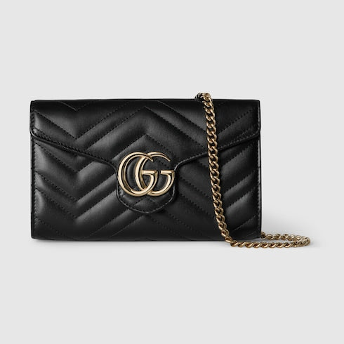 GG Marmont wallet on chain - black leather
