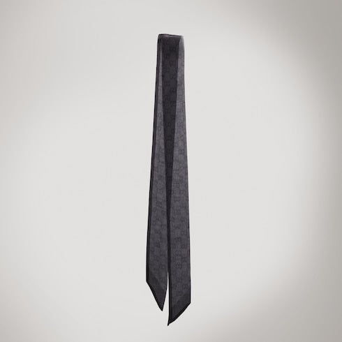 Printed silk chiffon ribbon - black