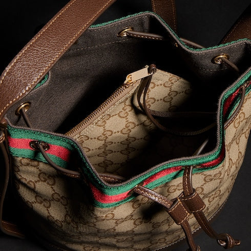 Gucci Venice small bucket bag - sand and brown GG canvas