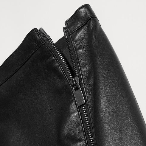 Lightweight stretch leather skirt - black