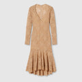 GG flower stretch lace dress - camel