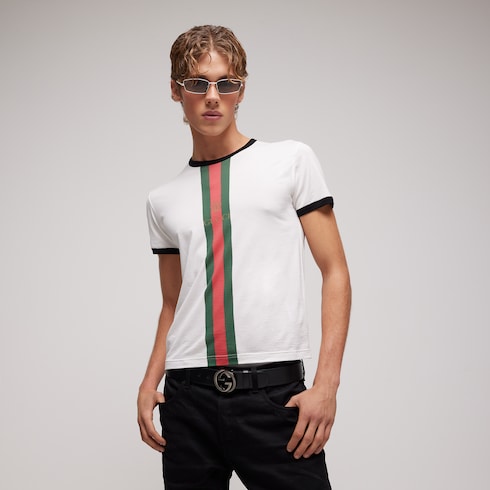 Cotton jersey T-shirt with print - white