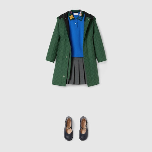 Children's GG cotton hooded jacket - green