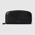 Zip around wallet with bamboo - black leather