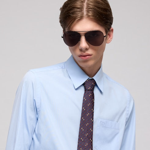 GG silk jacquard tie - blue and red
